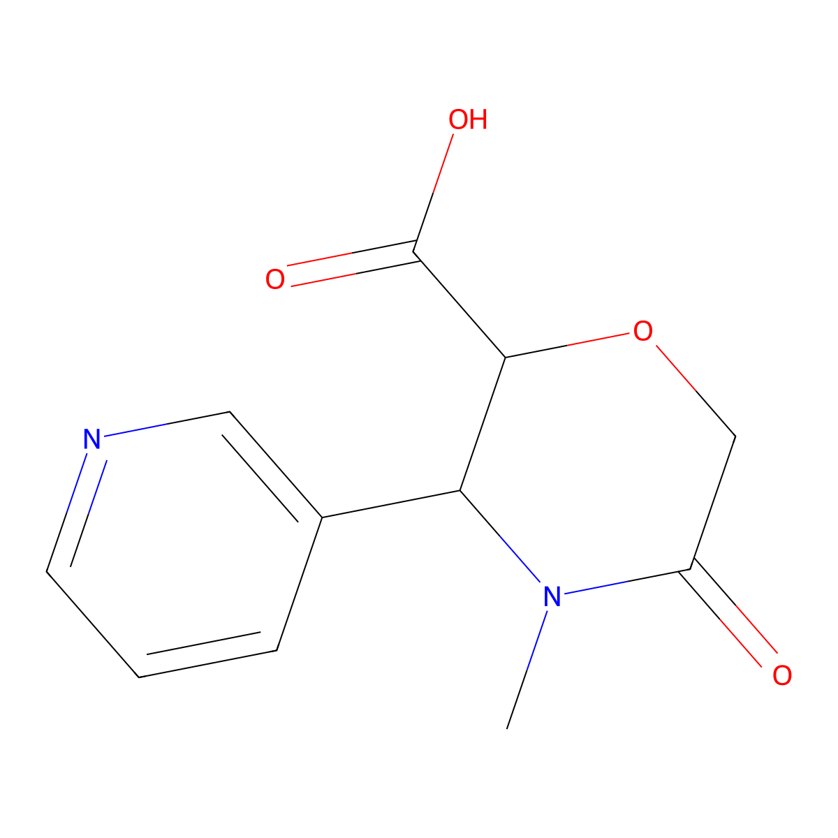 (2S,3R)-4-methyl-5-oxo-3-(pyridin-3-yl)morpholine-2-carboxylic acid molecular structure, CAS 1989638-11-0