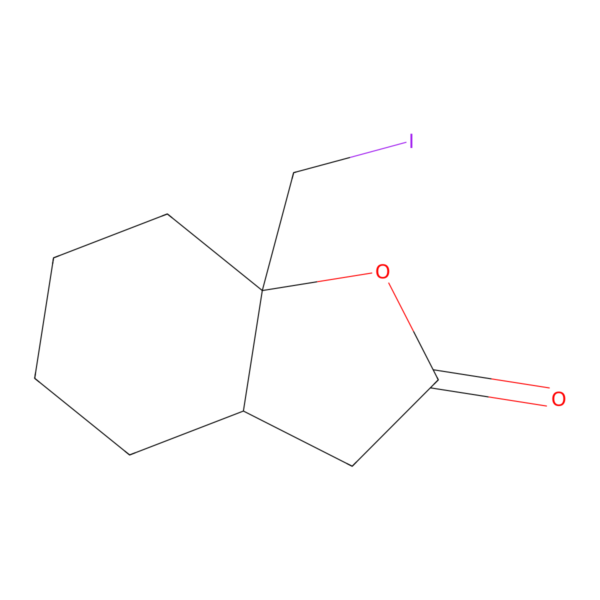 rac-(3aR,7aR)-7a-(iodomethyl)-octahydro-1-benzofuran-2-one, cis molecular structure, CAS 1989638-12-1