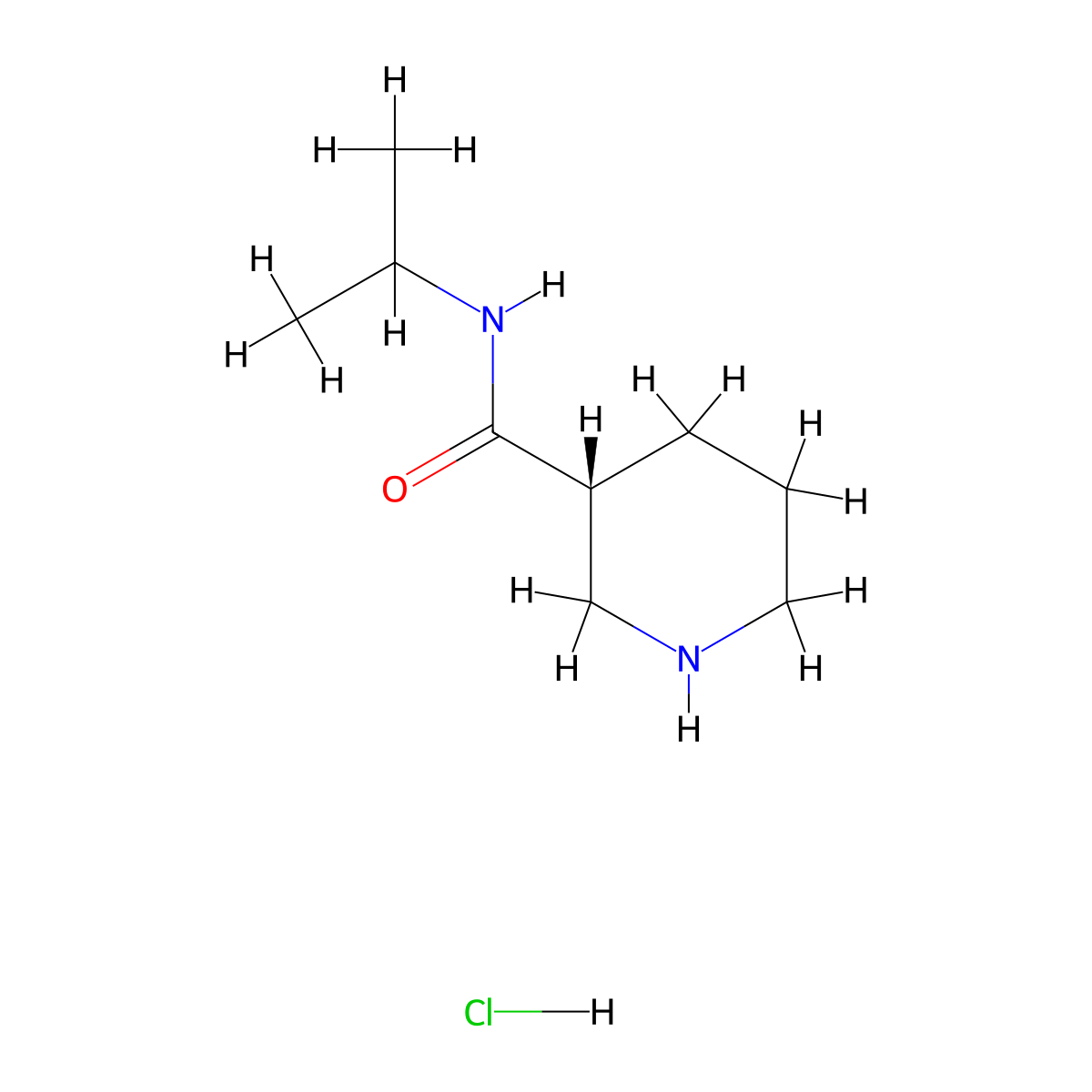 (3R)-N-(propan-2-yl)piperidine-3-carboxamide hydrochloride molecular structure, CAS 1989638-16-5