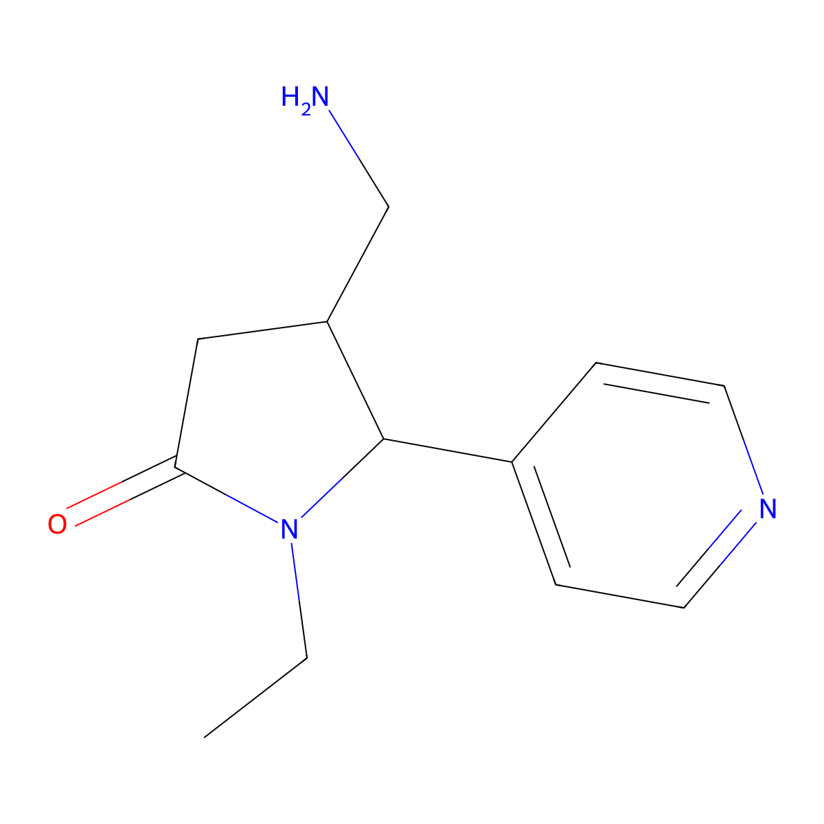 rac-(4R,5S)-4-(aminomethyl)-1-ethyl-5-(pyridin-4-yl)pyrrolidin-2-one molecular structure, CAS 1989638-20-1