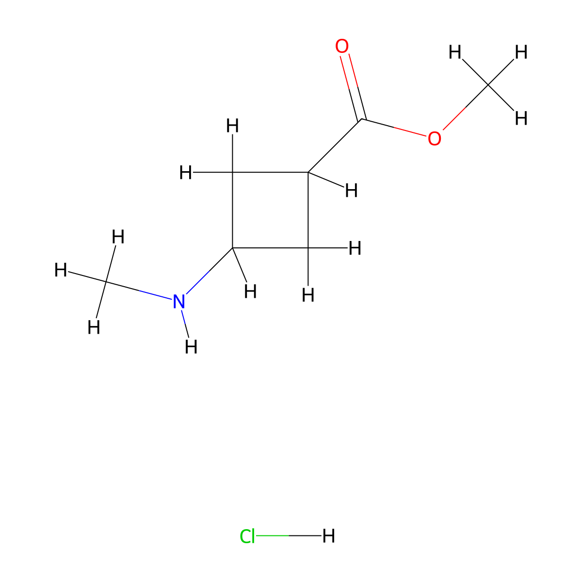 Methyl (1s,3s)-3-(methylamino)cyclobutane-1-carboxylate hydrochloride molecular structure, CAS 1989638-36-9