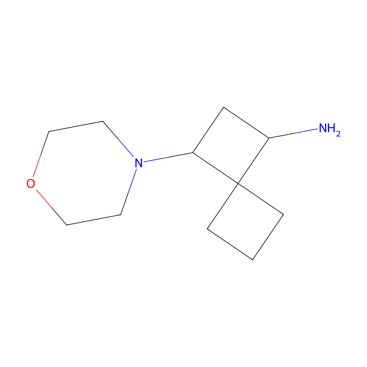 rac-(1R,3R)-3-(morpholin-4-yl)spiro[3.3]heptan-1-amine, trans molecular structure, CAS 1989638-38-1