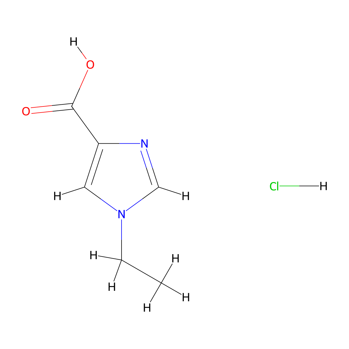 1-ethyl-1H-imidazole-4-carboxylic acid hydrochloride molecular structure, CAS 1989659-04-2