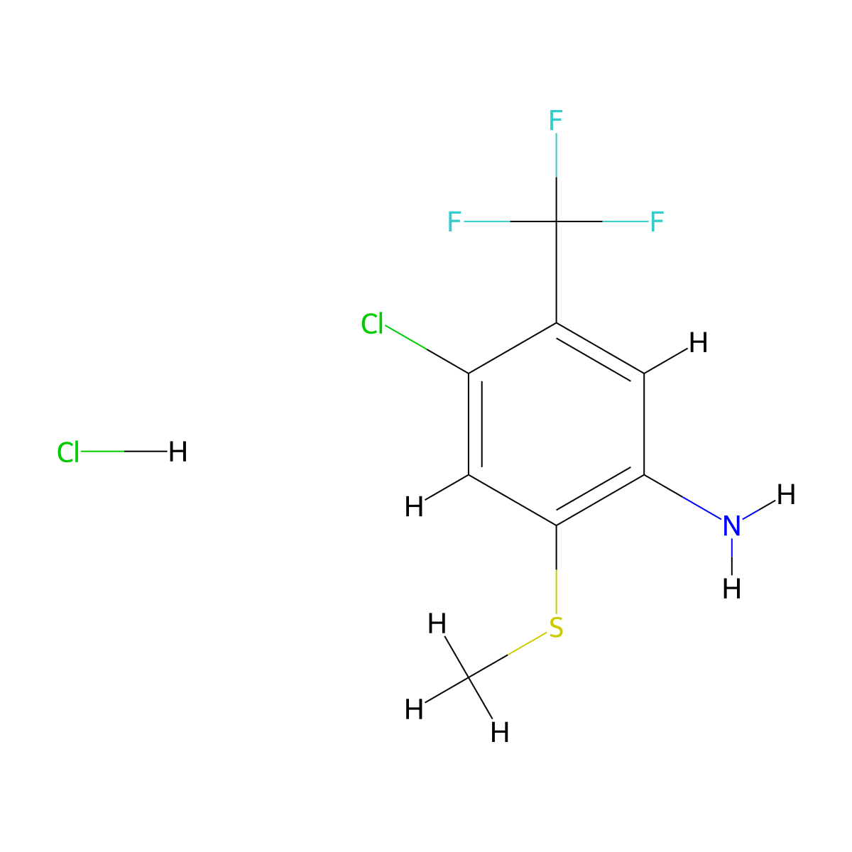4-Chloro-2-(methylsulfanyl)-5-(trifluoromethyl)aniline hydrochloride molecular structure, CAS 1989659-10-0