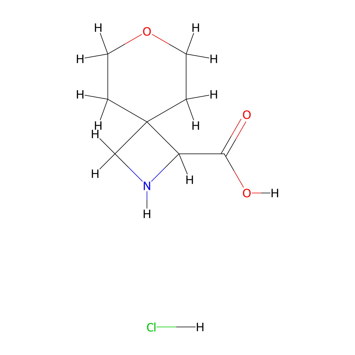 7-Oxa-2-azaspiro[3.5]nonane-1-carboxylic acid hydrochloride molecular structure, CAS 1989659-12-2