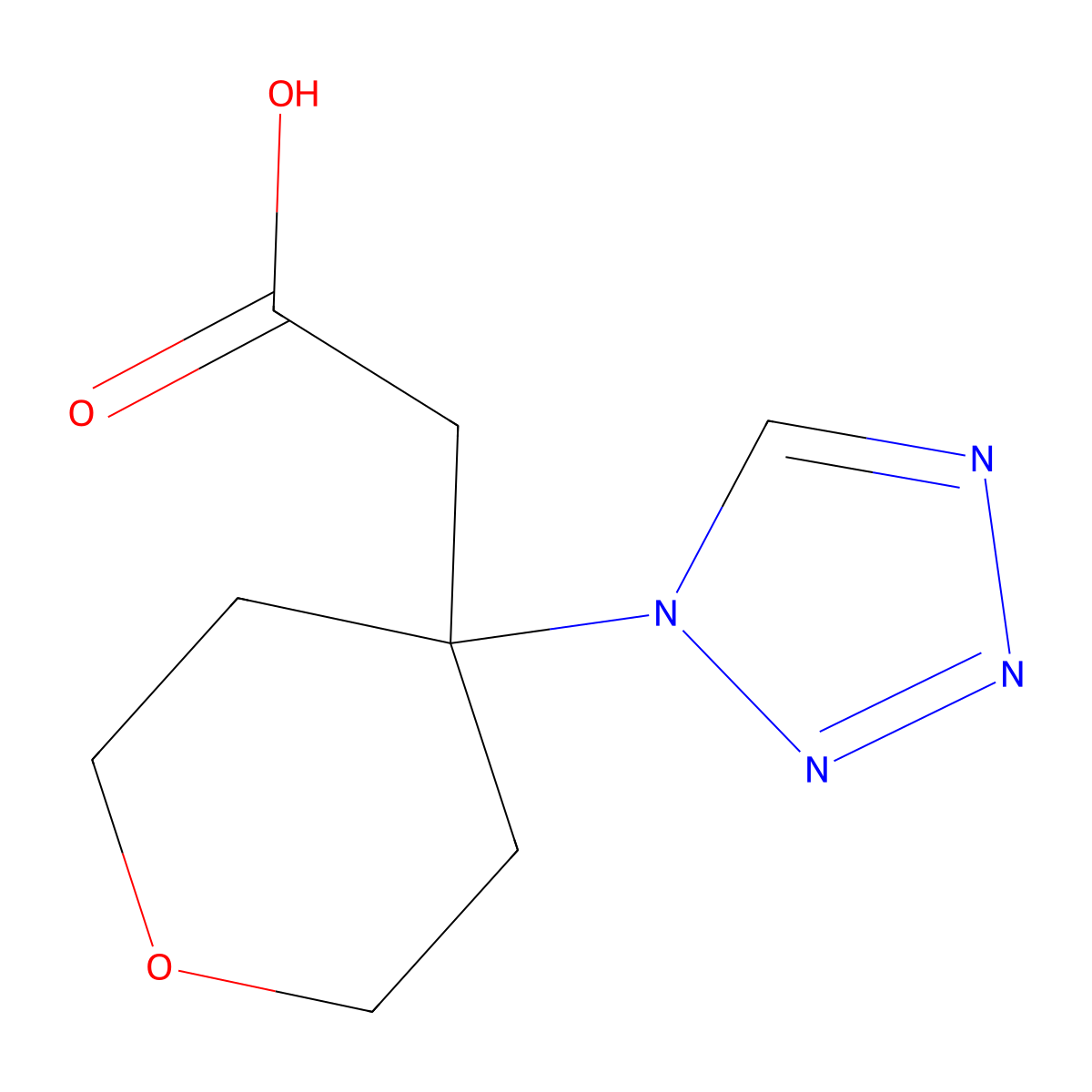 2-[4-(1H-1,2,3,4-tetrazol-1-yl)oxan-4-yl]acetic acid molecular structure, CAS 1989659-14-4