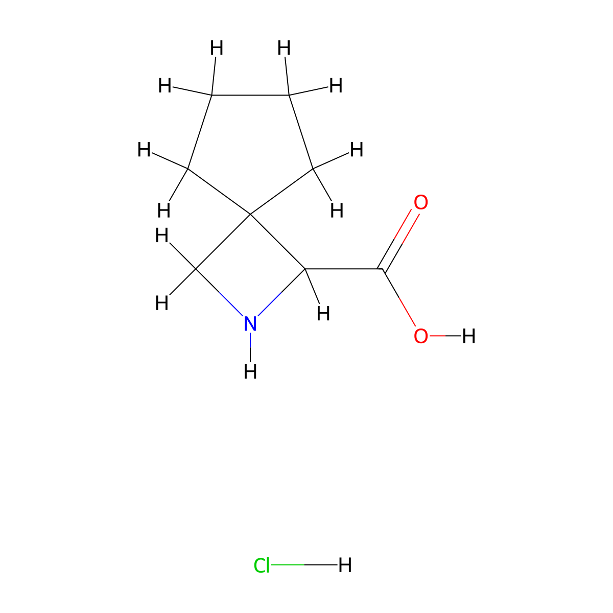 2-Azaspiro[3.4]octane-1-carboxylic acid hydrochloride molecular structure, CAS 1989659-16-6