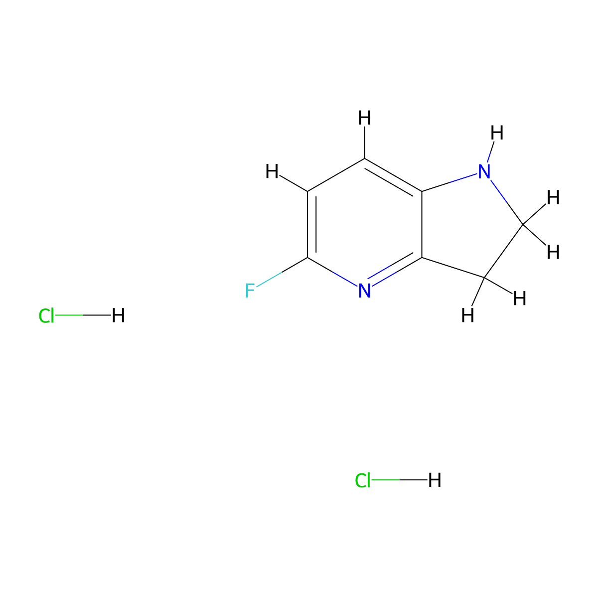 5-fluoro-1H,2H,3H-pyrrolo[3,2-b]pyridine dihydrochloride molecular structure, CAS 1989659-19-9