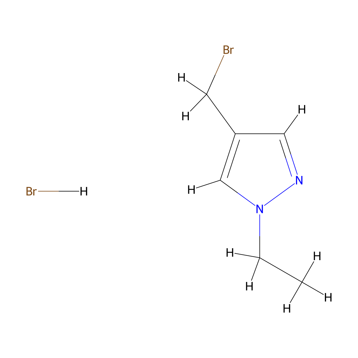 4-(bromomethyl)-1-ethyl-1H-pyrazole hydrobromide molecular structure, CAS 1989659-26-8