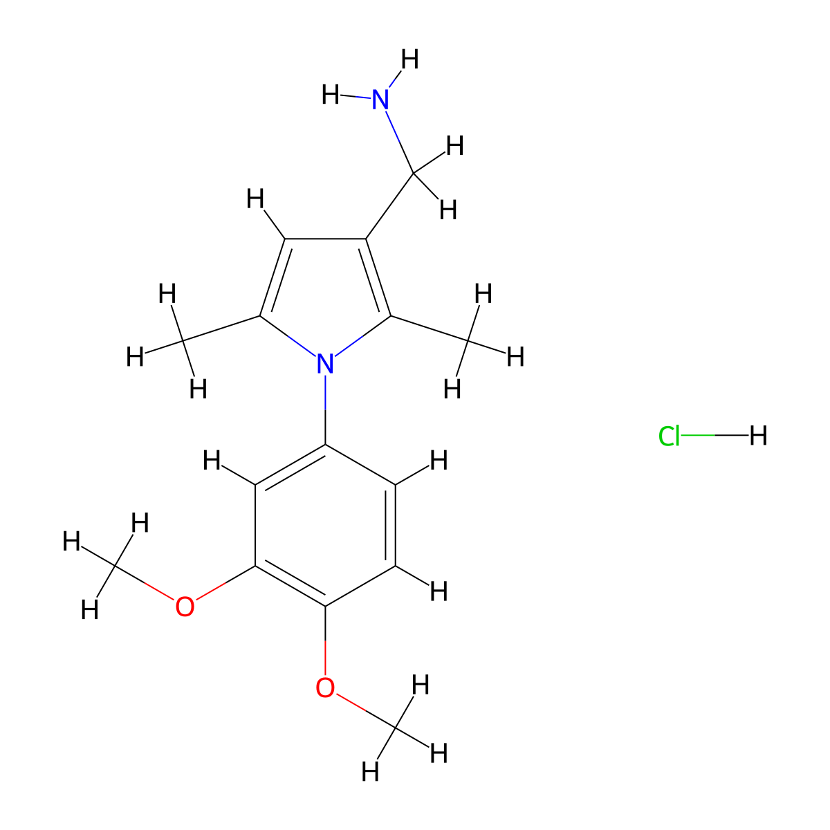 [1-(3,4-dimethoxyphenyl)-2,5-dimethyl-1H-pyrrol-3-yl]methanamine hydrochloride molecular structure, CAS 1989659-30-4