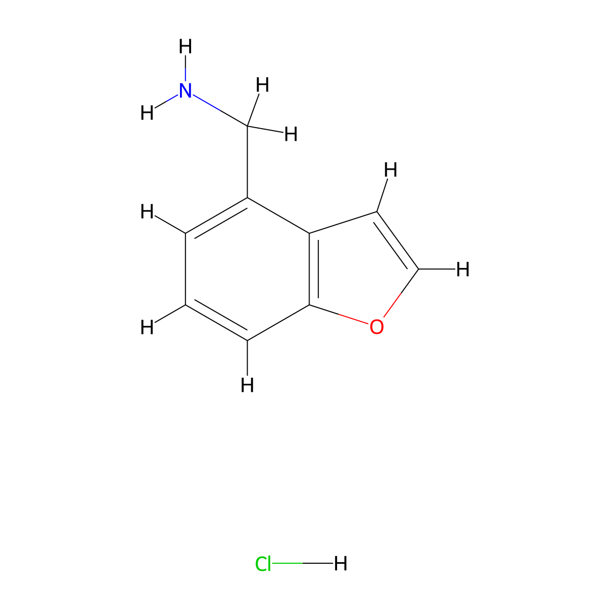 (1-Benzofuran-4-yl)methanamine hydrochloride molecular structure, CAS 1989659-35-9