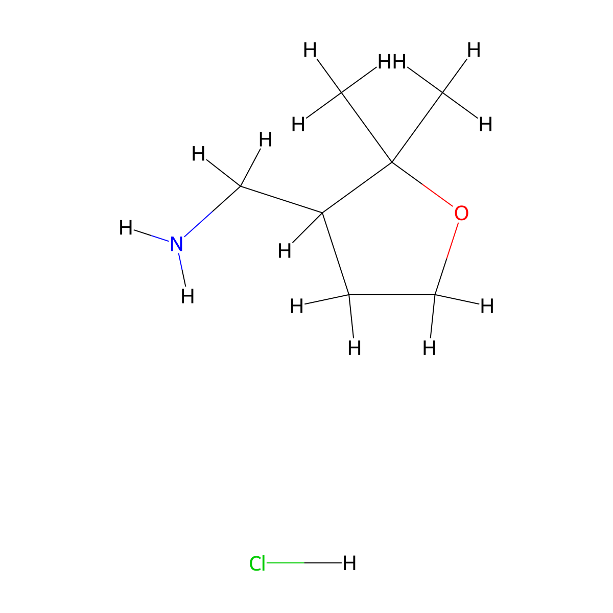 (2,2-Dimethyloxolan-3-yl)methanamine hydrochloride molecular structure, CAS 1989659-36-0