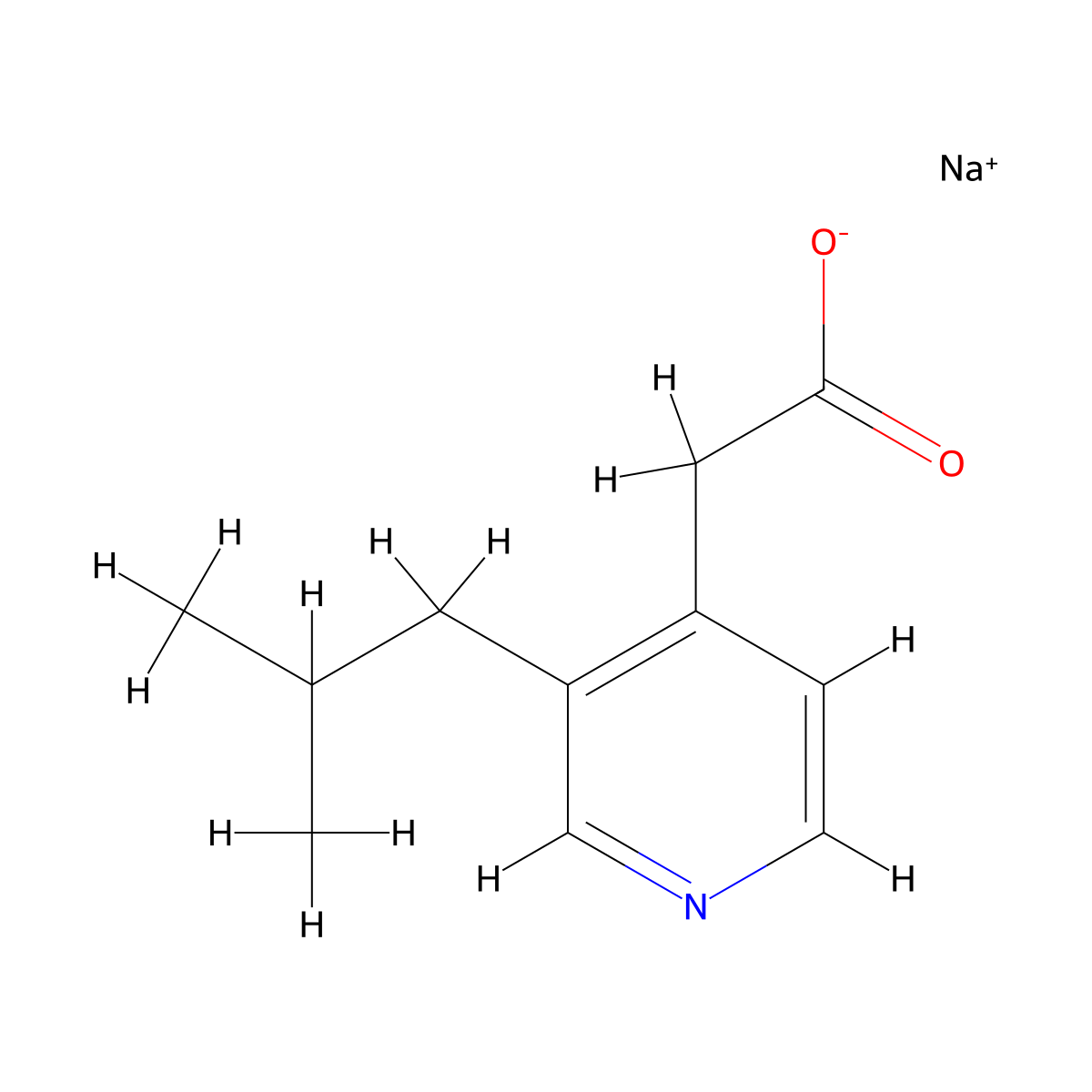 Sodium 2-[3-(2-methylpropyl)pyridin-4-yl]acetate molecular structure, CAS 1989659-40-6