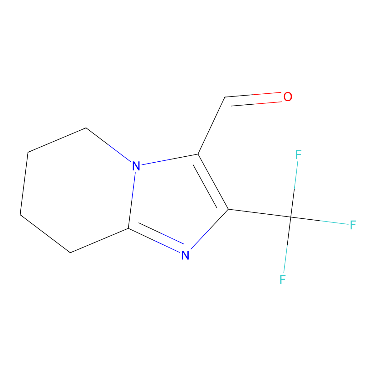 2-(trifluoromethyl)-5H,6H,7H,8H-imidazo(1,2-a)pyridine-3-carbaldehyde molecular structure, CAS 1989659-42-8