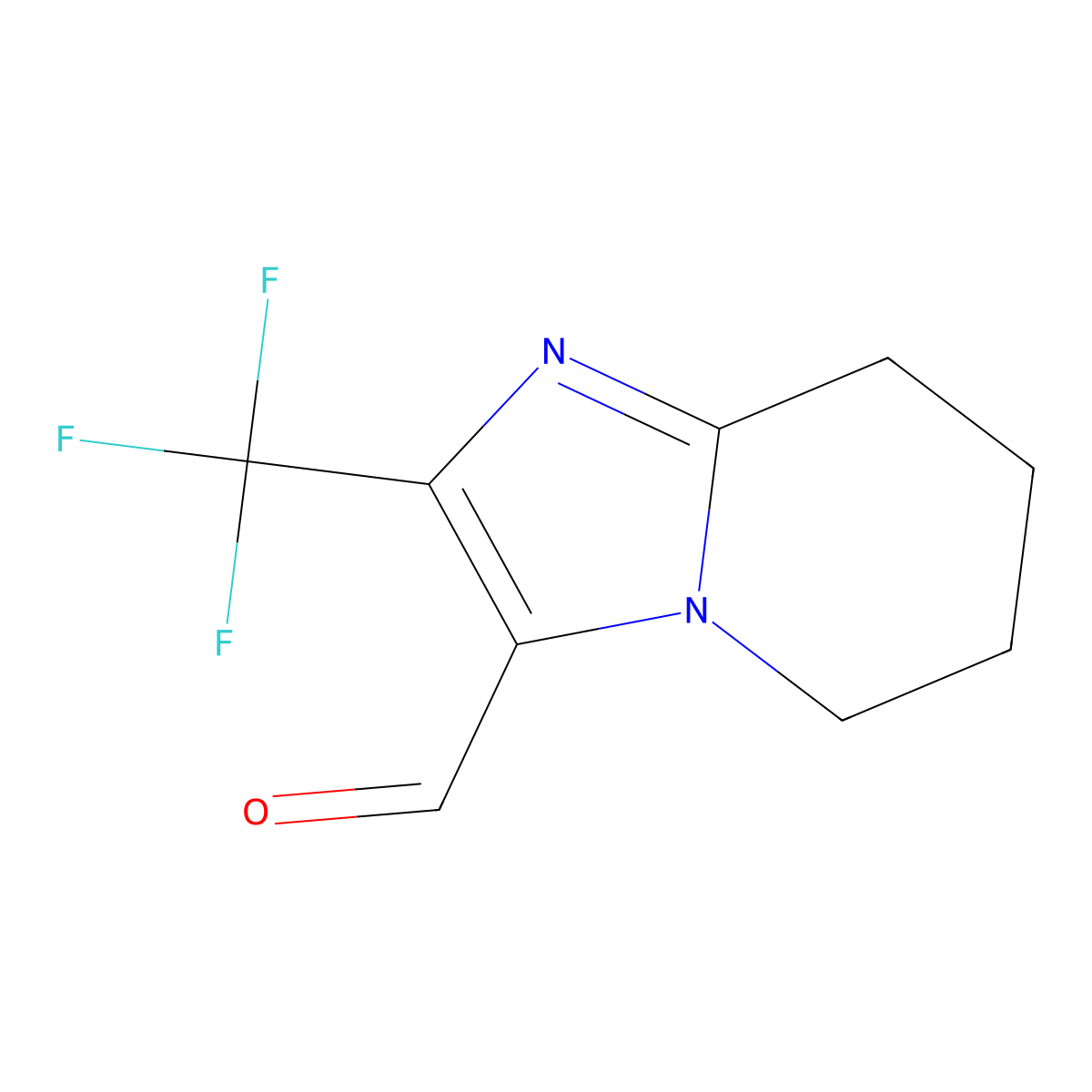 2-(trifluoromethyl)-5H,6H,7H,8H-imidazo(1,2-a)pyridine-3-carbaldehyde molecular structure, CAS 1989659-42-8