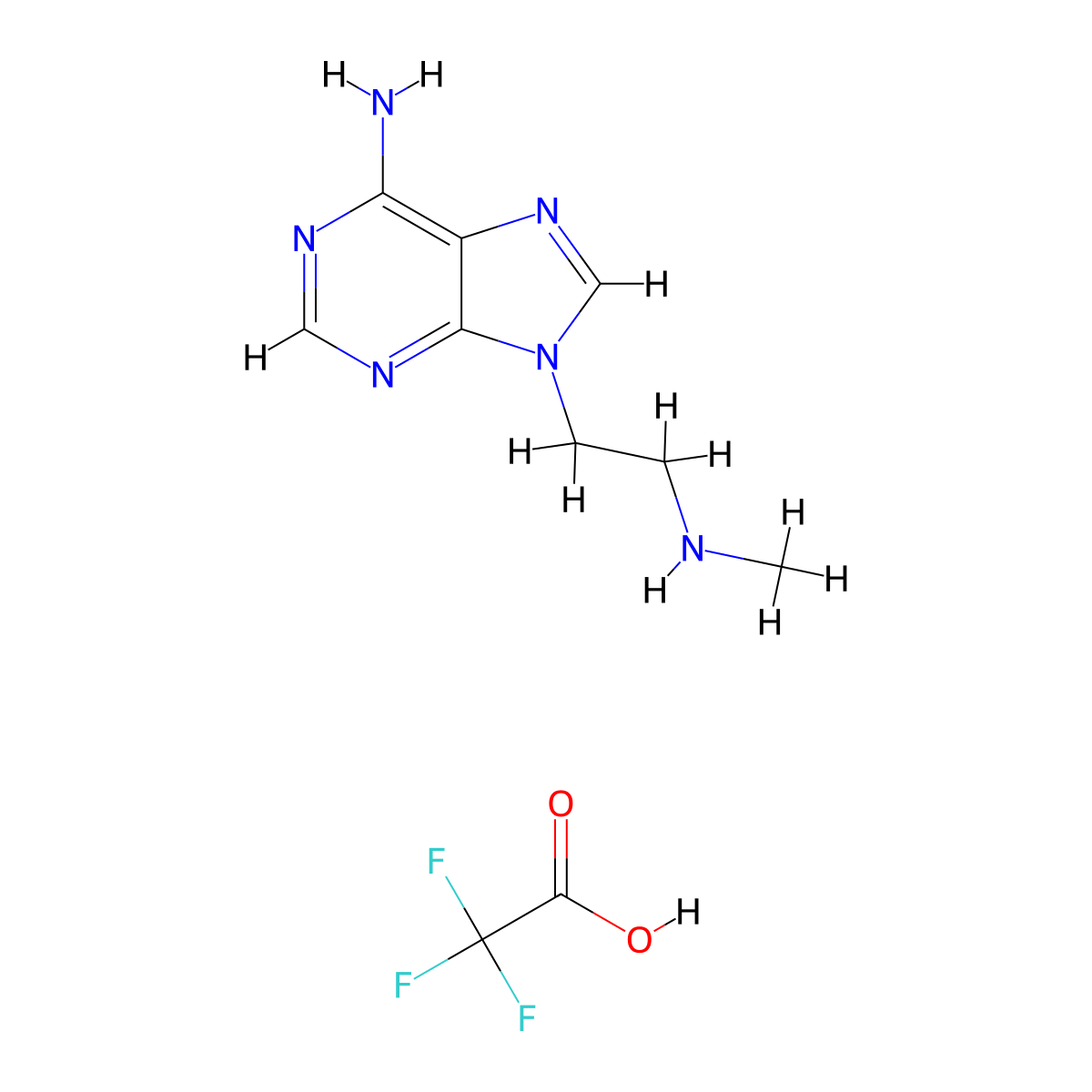 9-[2-(methylamino)ethyl]-9H-purin-6-amine, trifluoroacetic acid molecular structure, CAS 1989659-44-0