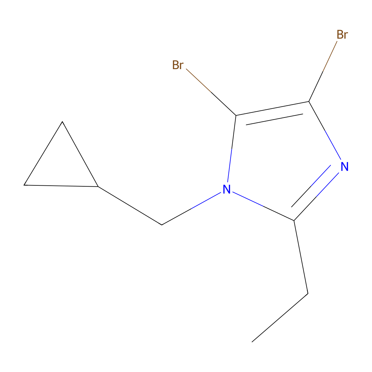 4,5-dibromo-1-(cyclopropylmethyl)-2-ethyl-1H-imidazole molecular structure, CAS 1989659-59-7