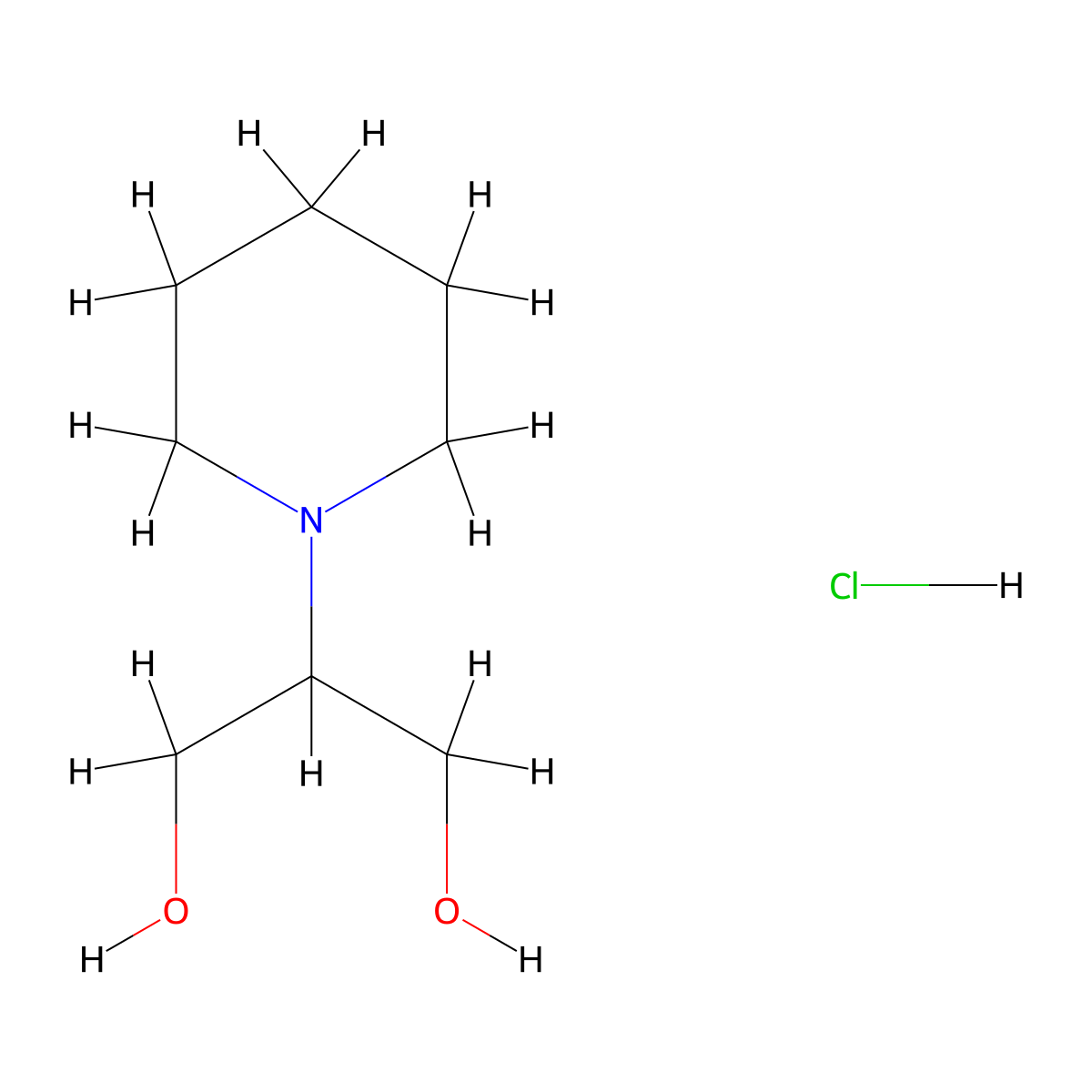 2-(Piperidin-1-yl)propane-1,3-diol hydrochloride molecular structure, CAS 1989659-66-6