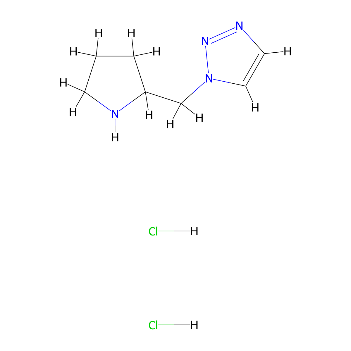 1-[(pyrrolidin-2-yl)methyl]-1H-1,2,3-triazole dihydrochloride molecular structure, CAS 1989659-67-7