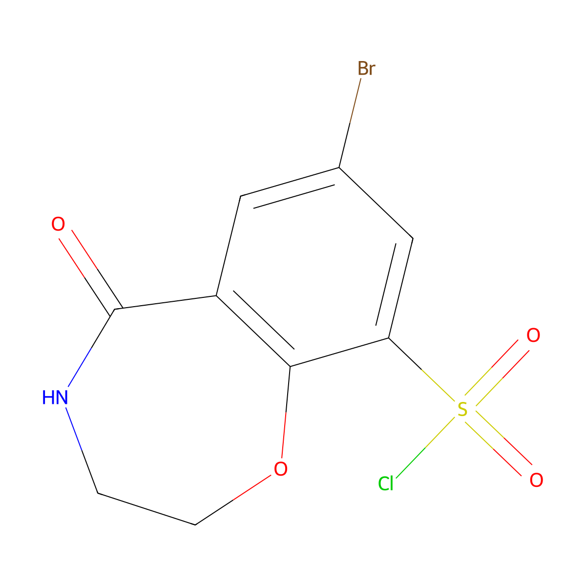 7-Bromo-5-oxo-2,3,4,5-tetrahydro-1,4-benzoxazepine-9-sulfonyl chloride molecular structure, CAS 1989659-72-4