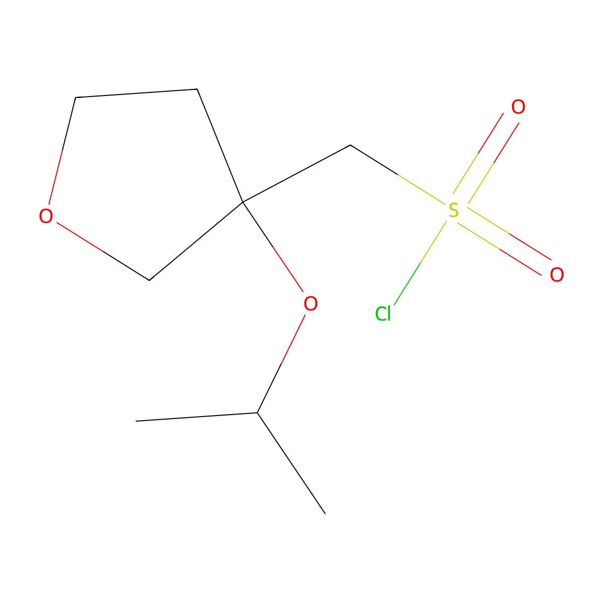 (3-(Propan-2-yloxy)oxolan-3-yl)methanesulfonyl chloride molecular structure, CAS 1989659-80-4