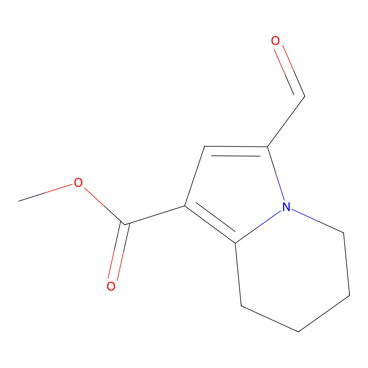 Methyl 3-formyl-5,6,7,8-tetrahydroindolizine-1-carboxylate molecular structure, CAS 1989659-81-5
