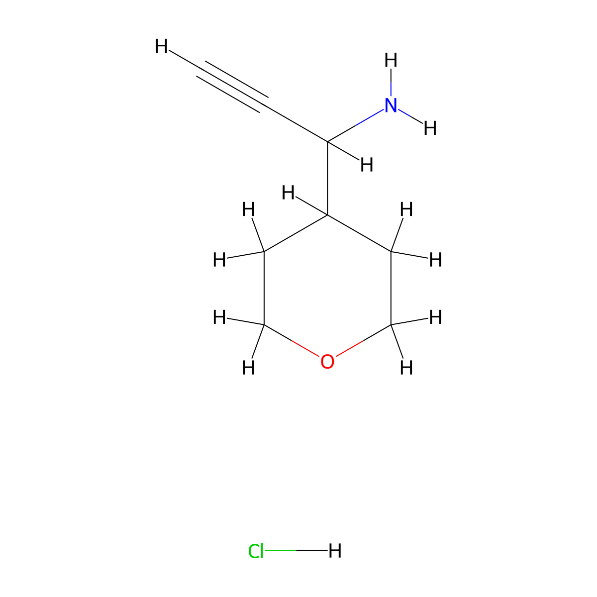 1-(Oxan-4-yl)prop-2-yn-1-amine hydrochloride molecular structure, CAS 1989659-83-7
