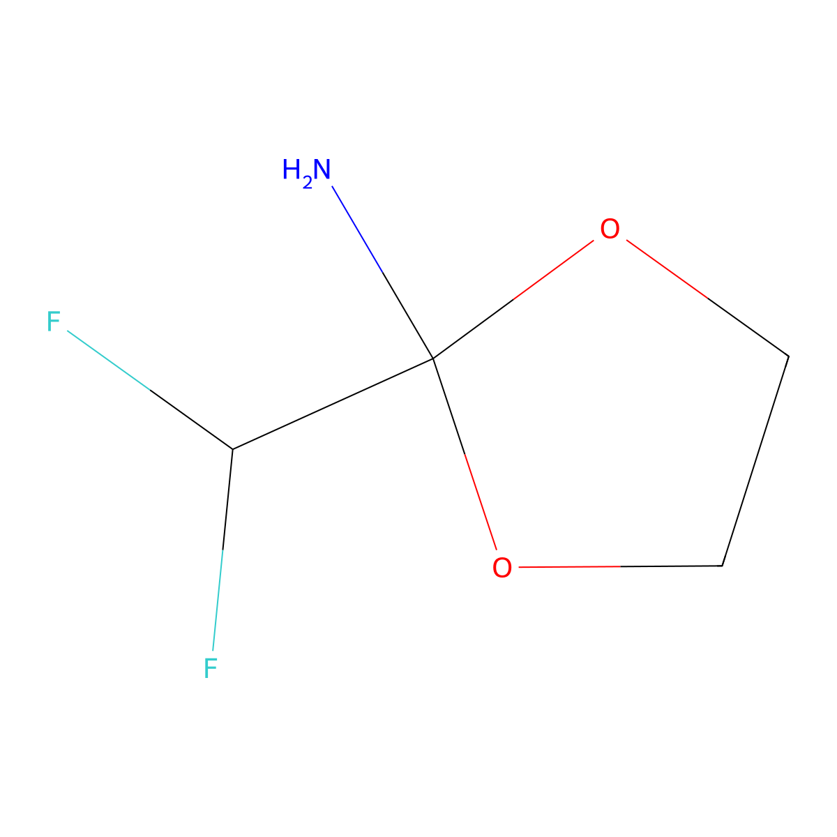 2-(Difluoromethyl)-1,3-dioxolan-2-amine molecular structure, CAS 1989659-86-0