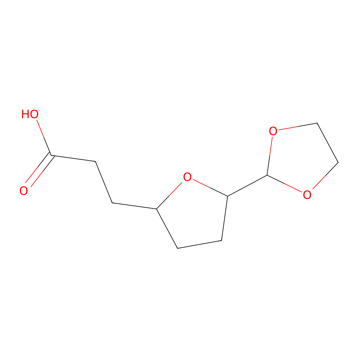 3-(5-(1,3-Dioxolan-2-yl)oxolan-2-yl)propanoic acid molecular structure, CAS 1989659-88-2