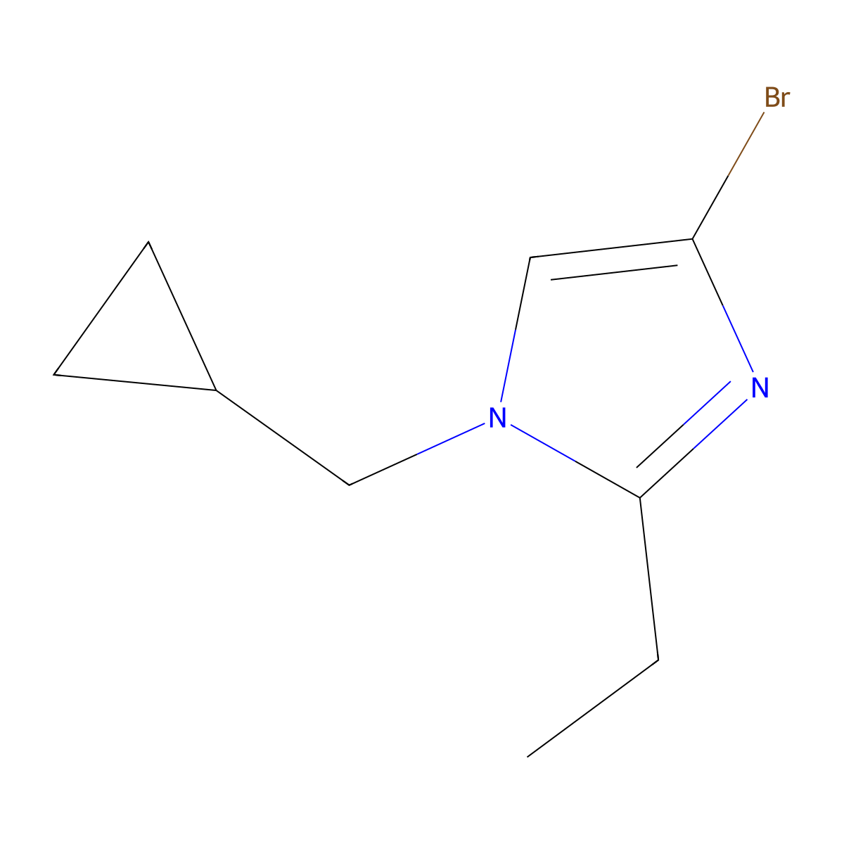 4-bromo-1-(cyclopropylmethyl)-2-ethyl-1H-imidazole molecular structure, CAS 1989659-92-8