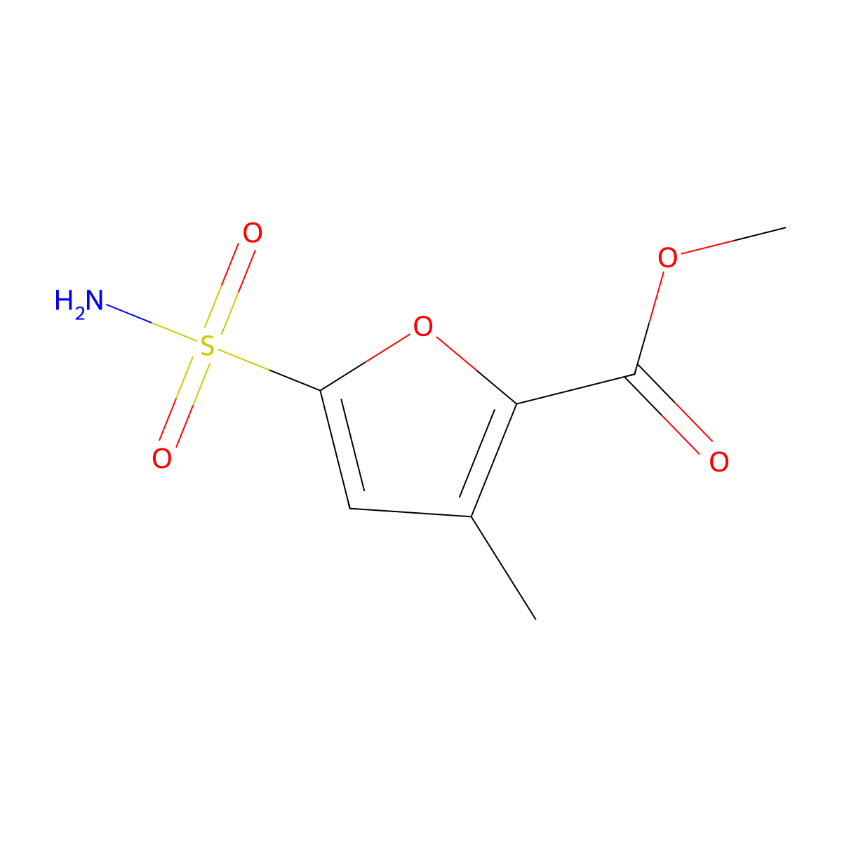 Methyl 3-methyl-5-sulfamoylfuran-2-carboxylate molecular structure, CAS 1989659-93-9