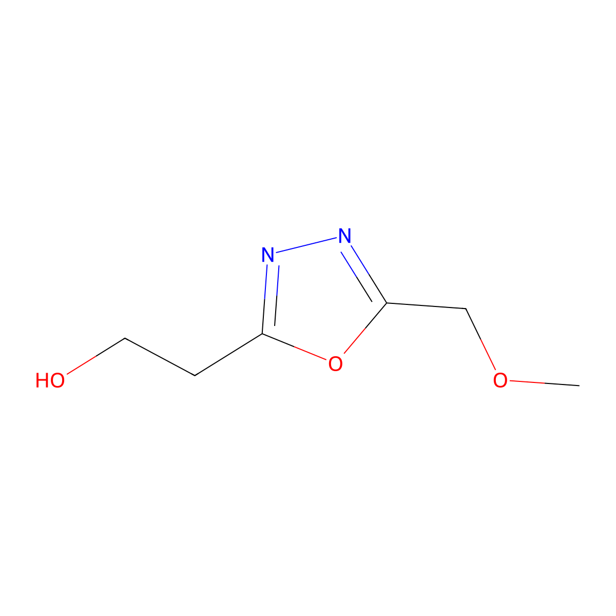 2-(5-(Methoxymethyl)-1,3,4-oxadiazol-2-yl)ethan-1-ol molecular structure, CAS 1989659-94-0