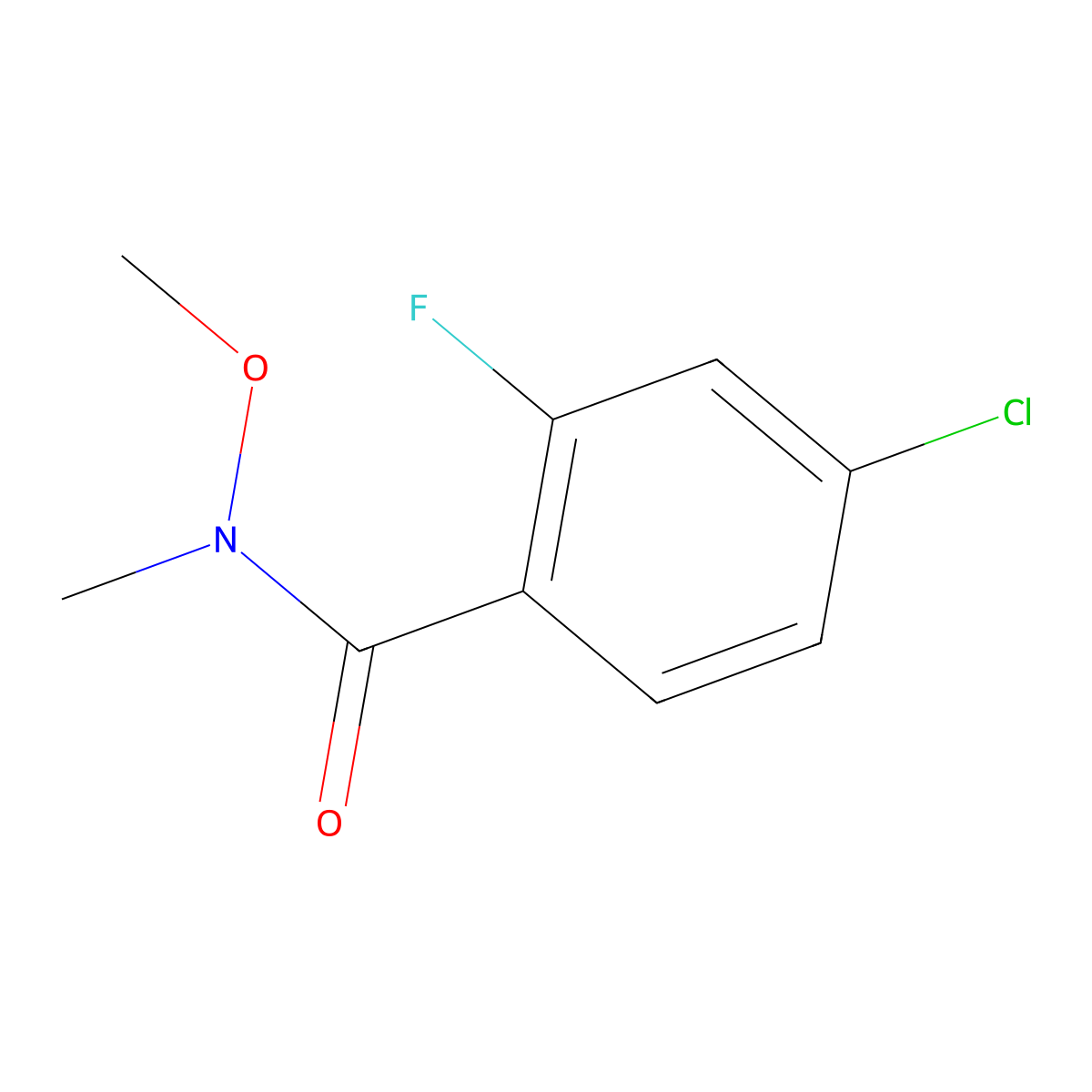 4-chloro-2-fluoro-N-methoxy-N-methylbenzamide molecular structure, CAS 198967-23-6