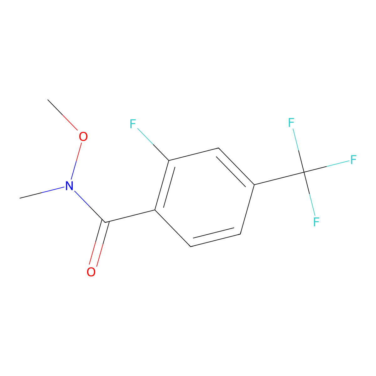 Benzamide, 2-fluoro-N-methoxy-N-methyl-4-(trifluoromethyl)- molecular structure, CAS 198967-27-0