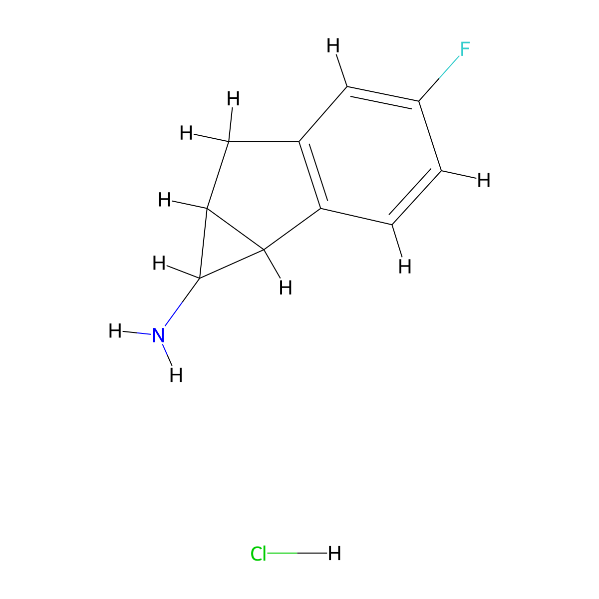 4-fluoro-1H,1aH,6H,6aH-cyclopropa[a]inden-1-amine hydrochloride molecular structure, CAS 1989671-29-5