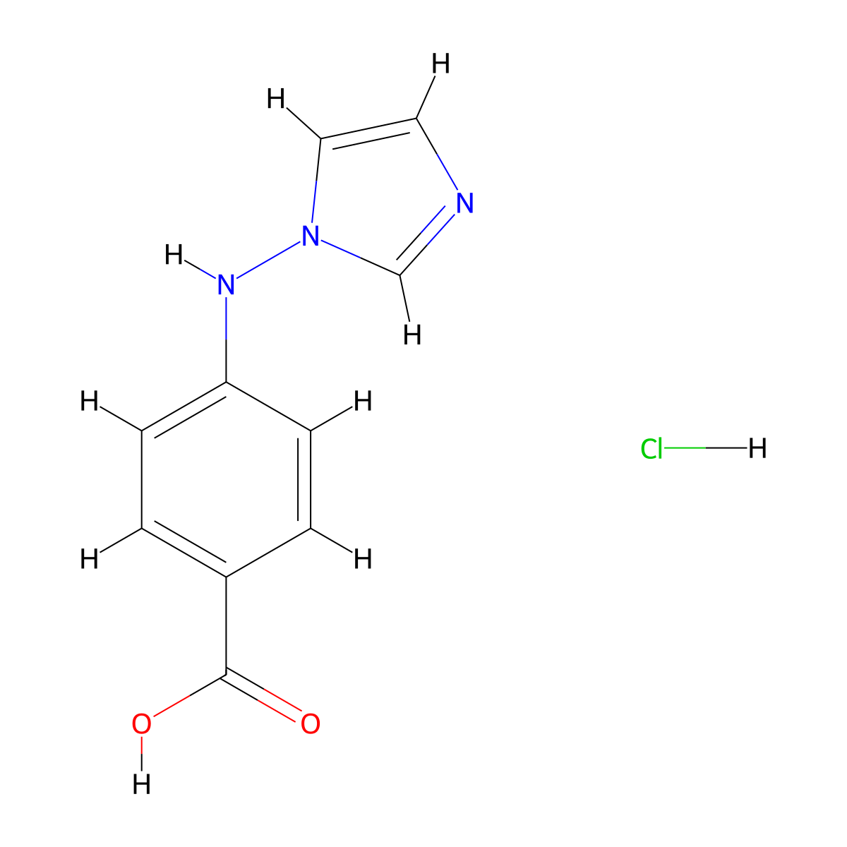 4-((1H-imidazol-1-yl)amino)benzoic acid hydrochloride molecular structure, CAS 1989671-35-3