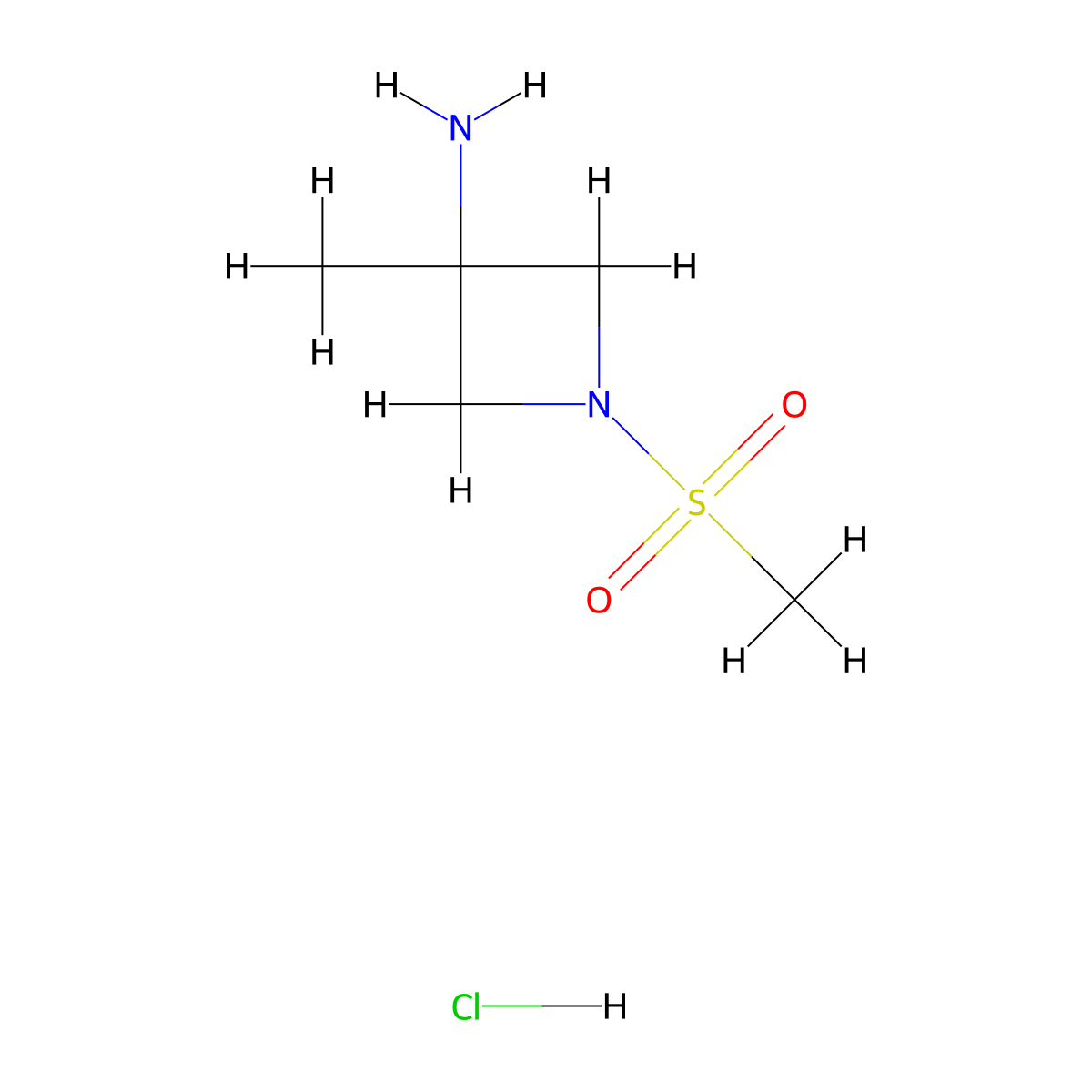 1-Methanesulfonyl-3-methylazetidin-3-amine hydrochloride molecular structure, CAS 1989671-37-5