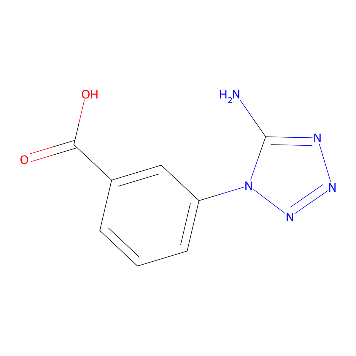 3-(5-amino-1H-1,2,3,4-tetrazol-1-yl)benzoic acid molecular structure, CAS 1989671-38-6
