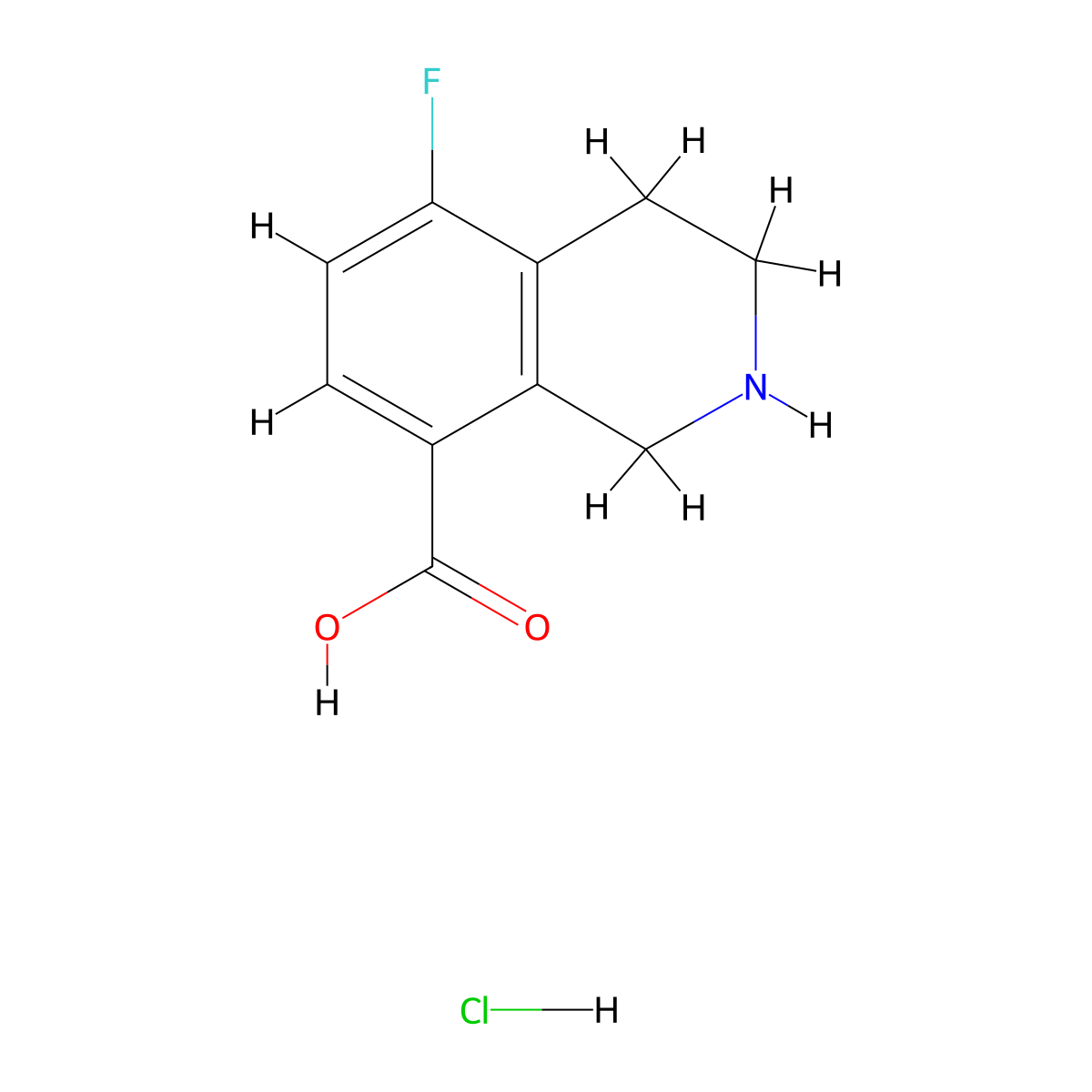 5-Fluoro-1,2,3,4-tetrahydroisoquinoline-8-carboxylic acid hydrochloride molecular structure, CAS 1989671-40-0