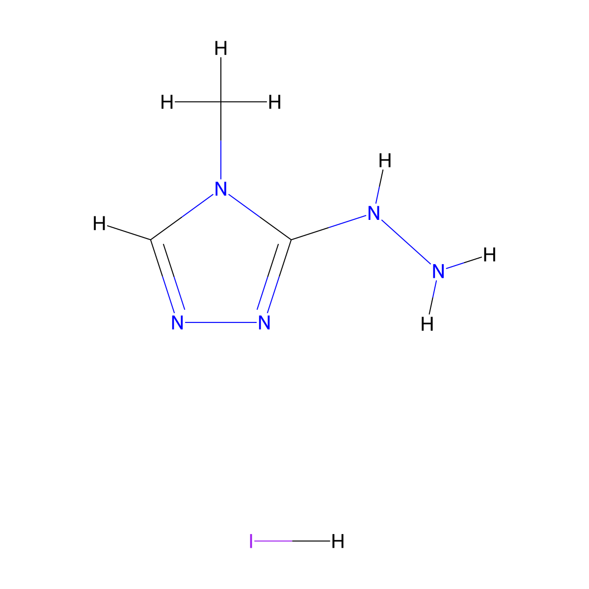 3-hydrazinyl-4-methyl-4H-1,2,4-triazole hydroiodide molecular structure, CAS 1989671-43-3