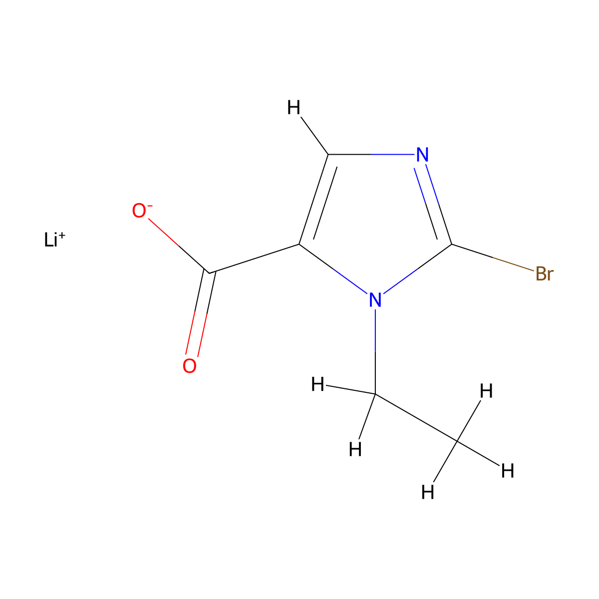 lithium 2-bromo-1-ethyl-1H-imidazole-5-carboxylate molecular structure, CAS 1989671-44-4