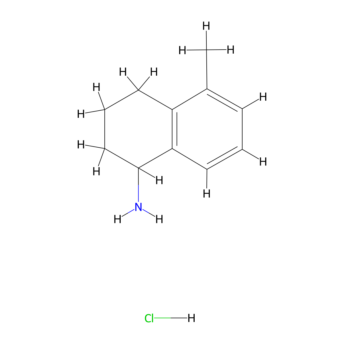 5-Methyl-1,2,3,4-tetrahydronaphthalen-1-amine hydrochloride molecular structure, CAS 1989671-48-8