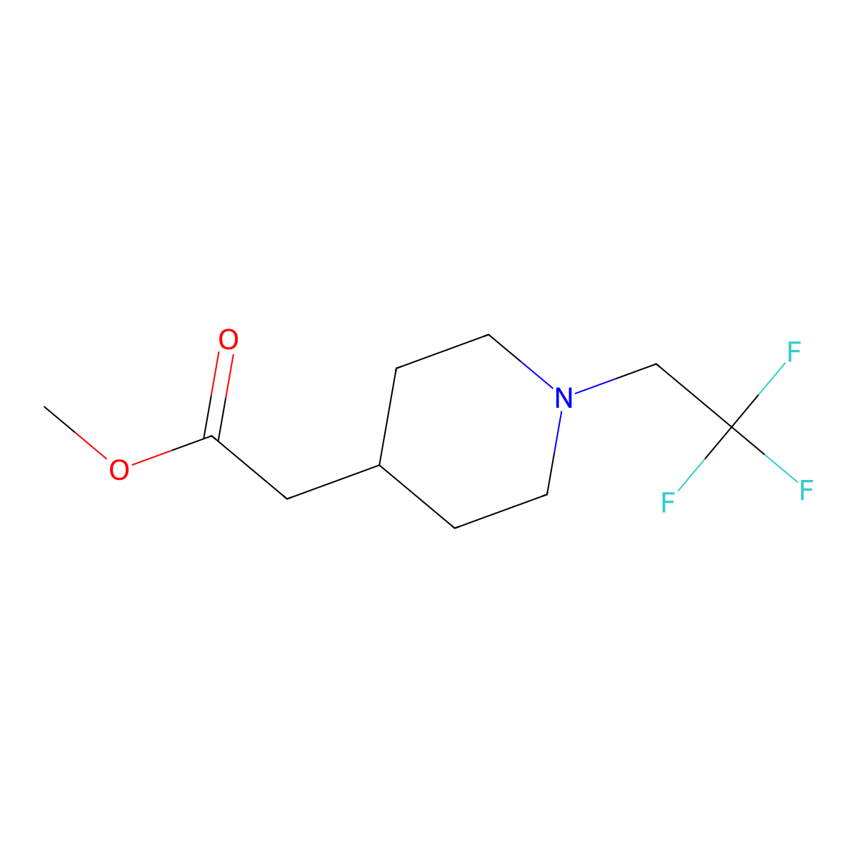 Methyl 2-[1-(2,2,2-trifluoroethyl)piperidin-4-yl]acetate molecular structure, CAS 1989671-49-9