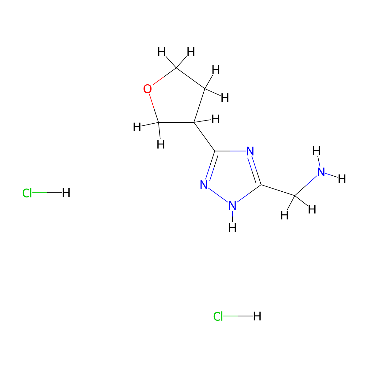 [5-(oxolan-3-yl)-4H-1,2,4-triazol-3-yl]methanamine dihydrochloride molecular structure, CAS 1989671-50-2