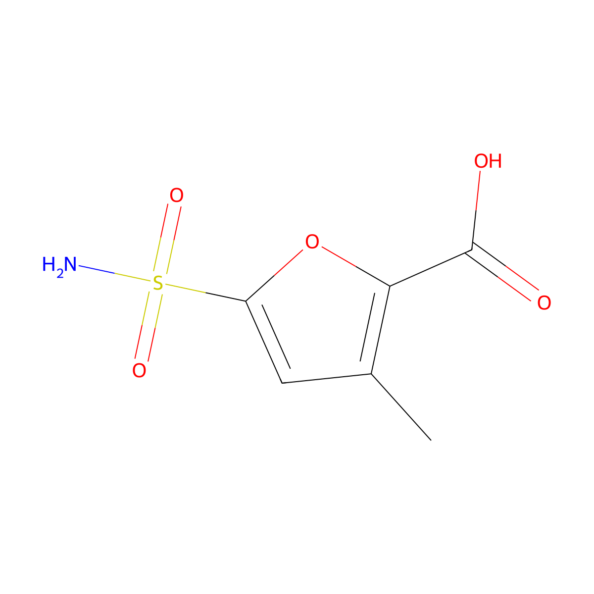 3-Methyl-5-sulfamoylfuran-2-carboxylic acid molecular structure, CAS 1989671-59-1