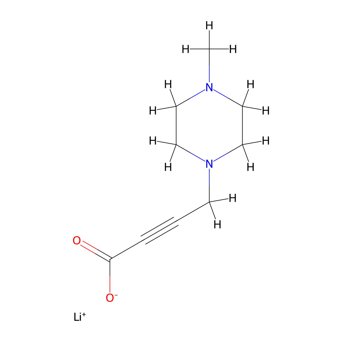 Lithium(1+) ion 4-(4-methylpiperazin-1-yl)but-2-ynoate molecular structure, CAS 1989671-62-6