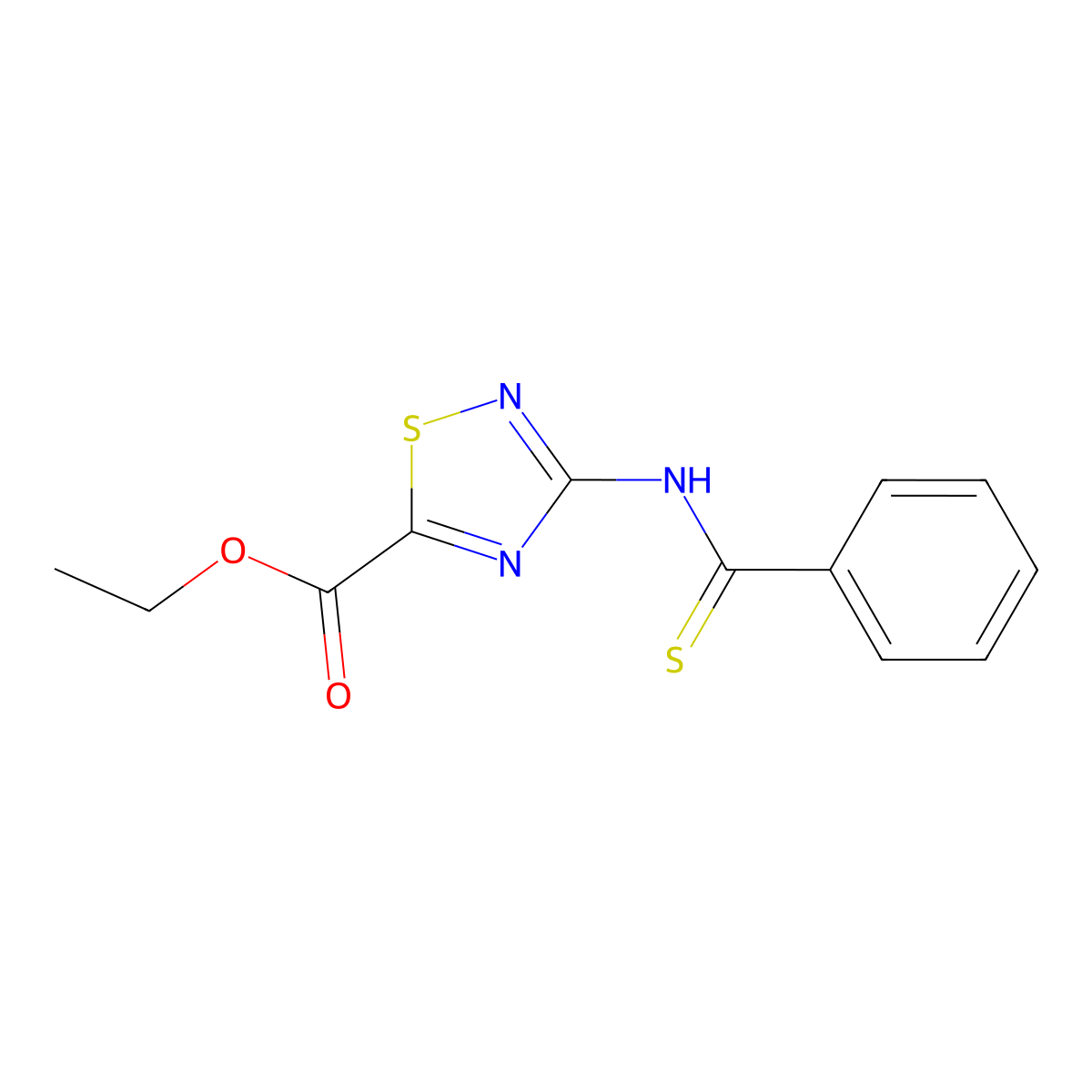 Ethyl 3-benzenethioamido-1,2,4-thiadiazole-5-carboxylate molecular structure, CAS 1989671-63-7