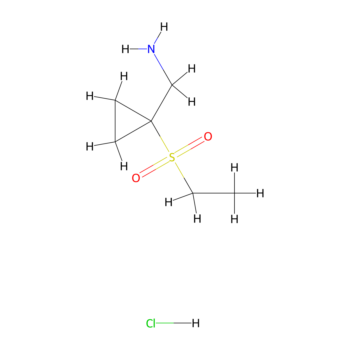 [1-(Ethanesulfonyl)cyclopropyl]methanamine hydrochloride molecular structure, CAS 1989671-68-2