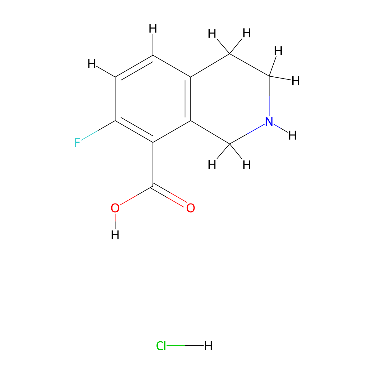 7-Fluoro-1,2,3,4-tetrahydroisoquinoline-8-carboxylic acid hydrochloride molecular structure, CAS 1989671-78-4