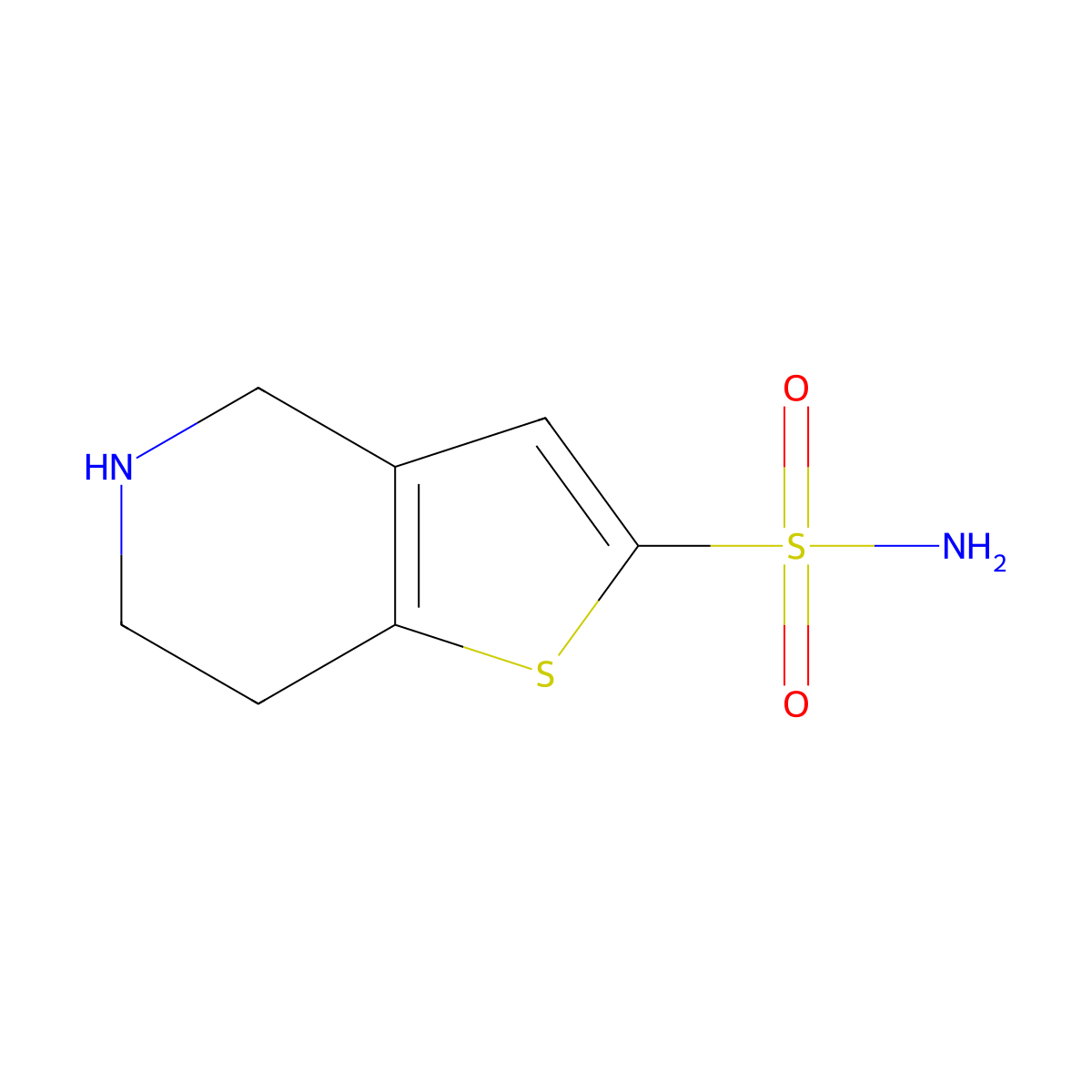 4H,5H,6H,7H-Thieno[3,2-c]pyridine-2-sulfonamide molecular structure, CAS 1989671-88-6